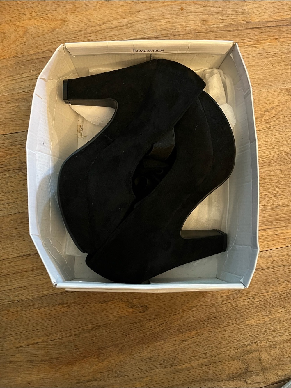 Black Suede Mary Jane Heel with Decorative Bow - Picture 5 of 6